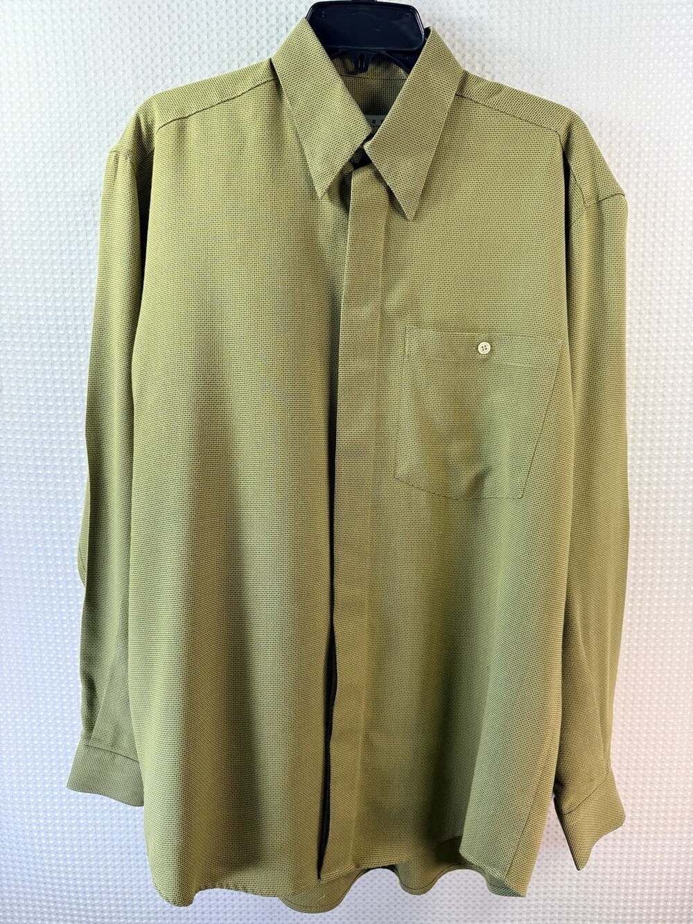 Equilibrio Made in Italy Long Sleeve Shirt Green Textured Cotton Rayon Blend